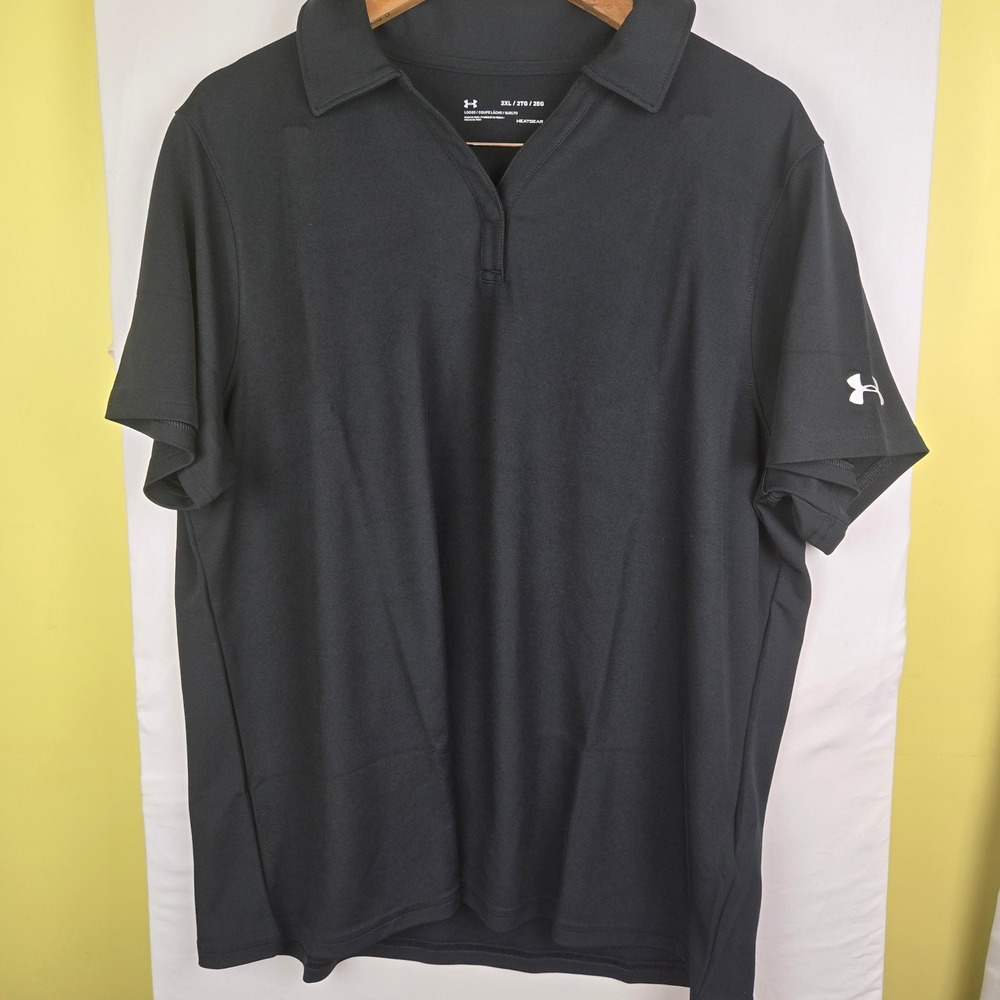 Under Armour Womens XXL HeatGear Polo Shirt Black Loose Fit